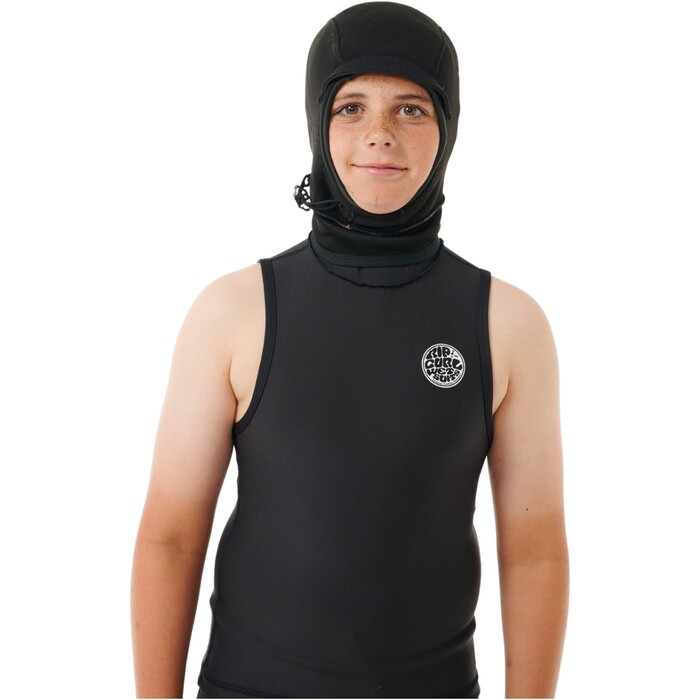 2024 Rip Curl Junior Fbomb Polypro Hooded Vest 117BWJ - Black